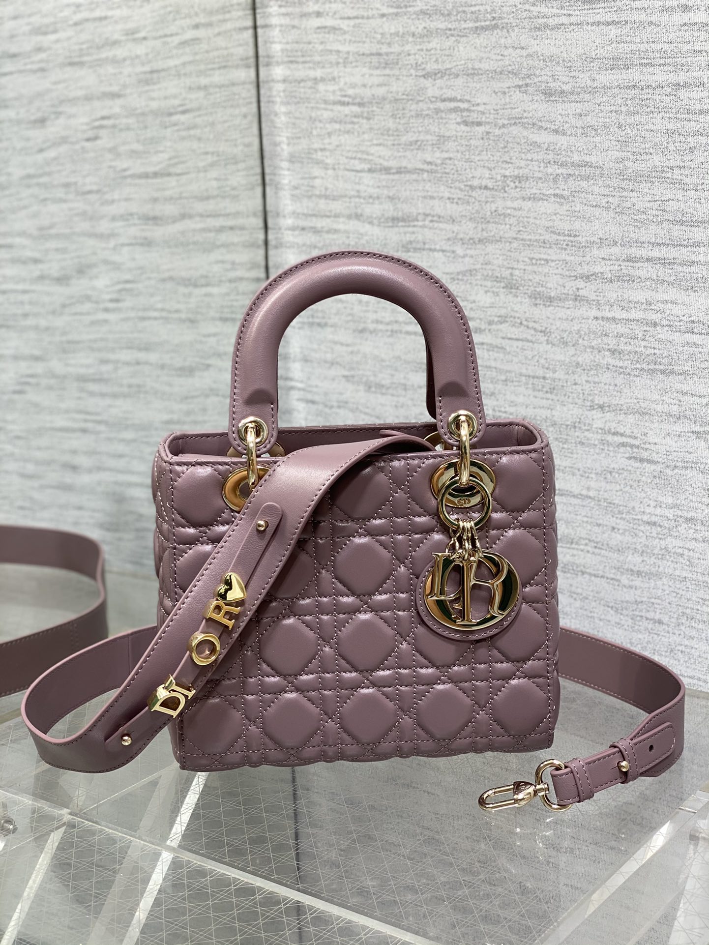 Small Lady Dior My ABCDior Bag Lilac Cannage Lambskin